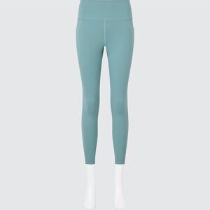 Uniqlo AIRism Pocketed UV Protection Soft Leggings Sky Blue Yoga/Pilates/Barre